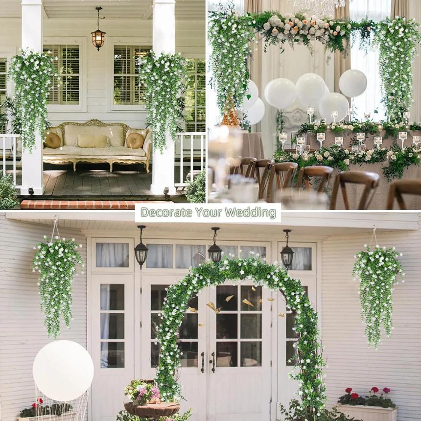 77CM Artificial Hanging Flower False Rattan Willow Rattan Flower Artificial Hanging planta for Home Garden Wall Decoration