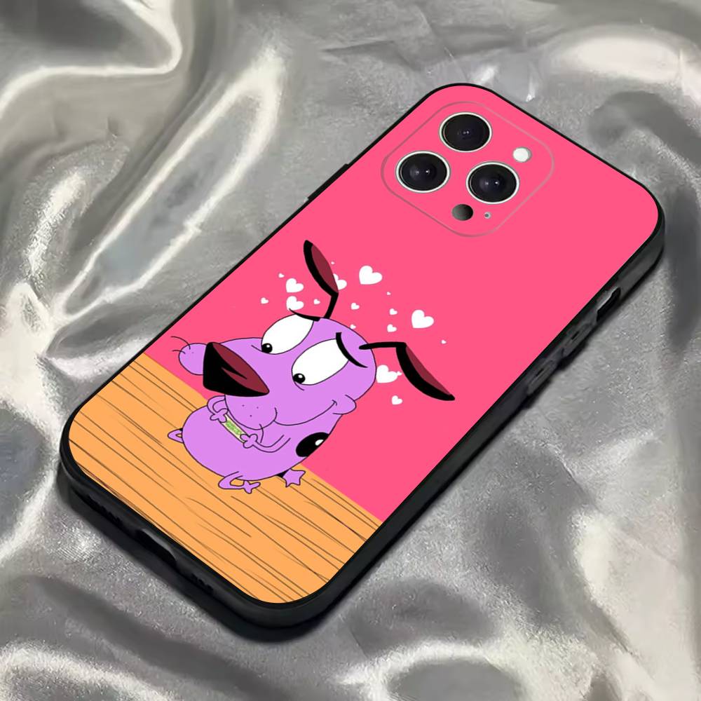 Чехол для телефона C-court the C-Cowardly Dog для iPhone 16,15,14,13,12,11,Pro,Max,Plus,X,XS,SE4,E,Mini, Мягкий черный чехол