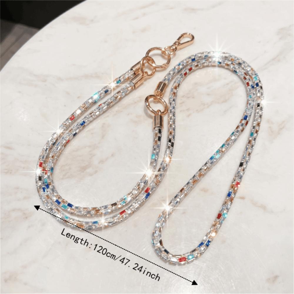 Bright Rhinestone Rhinestone Phone Lanyard Square Crystal Phone Wrist Strap Neck Strap