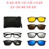 Magnet Clip Square Myopia Sunglasses Men Women With 5 Clip On Sunglasses Polarized Prescription Spectacles 0 -0.5 -0.75 To -6.0