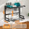 Kitchen Sink Rack Stainless Steel Drain Shelf Countertop Multi-Functional Storage Bowl Dish Knife Fork Organizing Rack