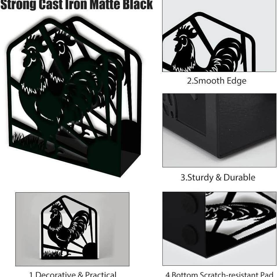Rooster Iron Freestanding Napkin Holder for Kitchen or Restaurant