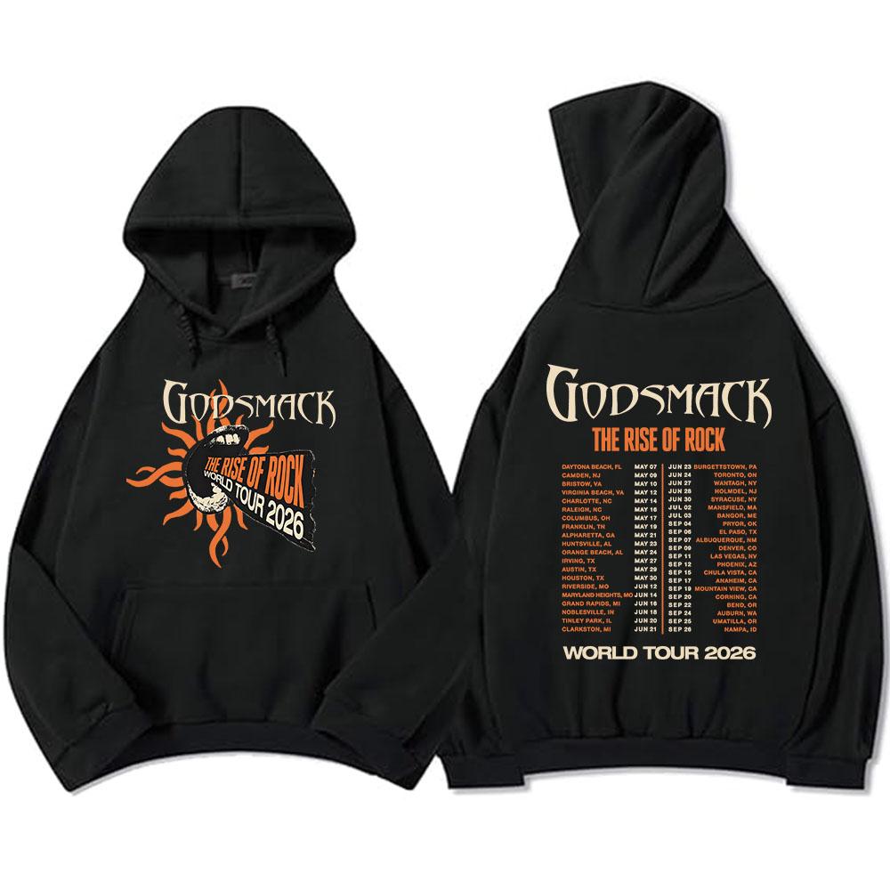 GODSMACK The Rise of Rock Tour 2026 Hoodies Casual Men Women Pullovers Graphic Tops Fleece Long Sleeve Hooded Sweatshirts