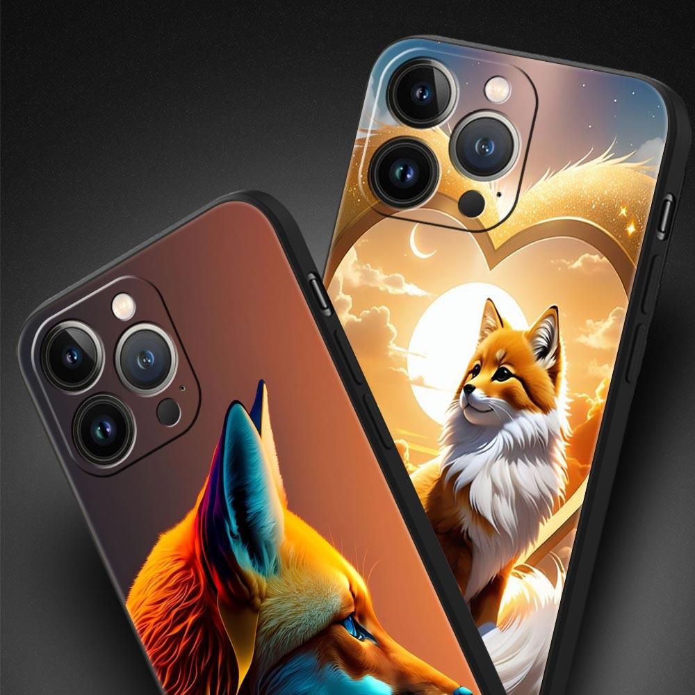 Чехол для телефона Cover для iPhone 17 Pro Max 16 15 14 13 12 11 Pro Max Plus 17AIR Ударопрочный Мягкий ТПУ Корпус Милый Животное Лиса Fundas Сумка