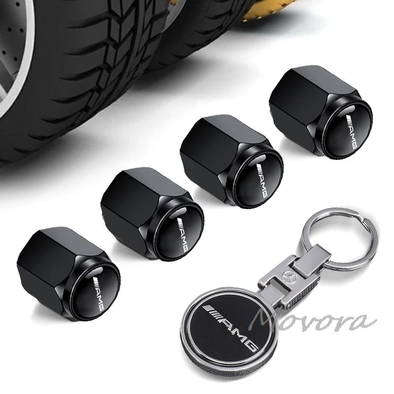 TGM3 Car Tire Wheel Valve Caps Cover Metal Car Keychain Keyring for Mercedes Benz AMG W177 W176 X166 X167 C257 C218 X253 C118 C117