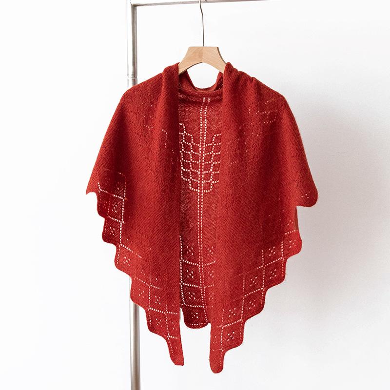 Pure Cashmere Scarf and Shawl High End Outerwear Women's Thin Knitted French Hollow Triangle Scarf Scarf and Shawl