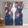 Рождественские и зимние шторы с пуансеттией для гостиной, спальни, украшения дома, оконные вуали, тюль, занавески, драпировки