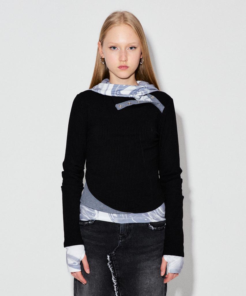 DEBBY UPPER Mabel Sleeve Tuck Top_Black