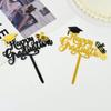 Black Gold Congrats Cake Topper Acrylic Bachelor Hat Cap Cake Decoration  Graduation Party