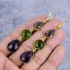 Amethyst, Peridot Gemstone 925 Sterling Silver Jewelry Earring 2.99" M-2646