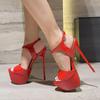 Sexy Design Platform Buckle Strap Women Sandals Sexy Open Toe Super Thin High Heels Shoes Elegant Banquet Prom Pumps