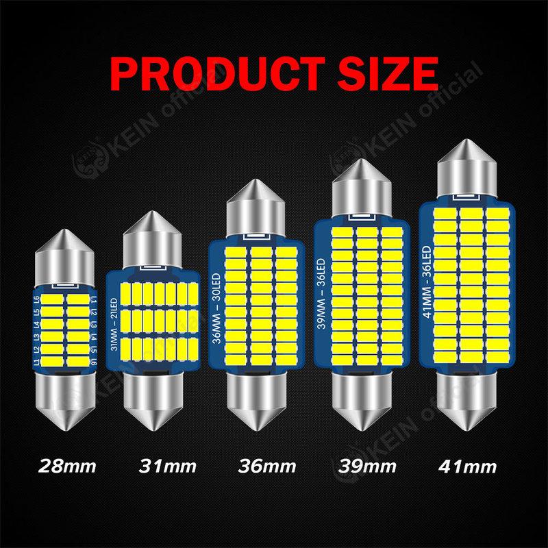 KEIN 2PCS 12V 24V T10 Festoon BA9S W5W C5W C10W 5W5 T4W 28mm 31mm 36mm 39mm 41mm Truck Car Light Interior Led Bulb Signal Lamp