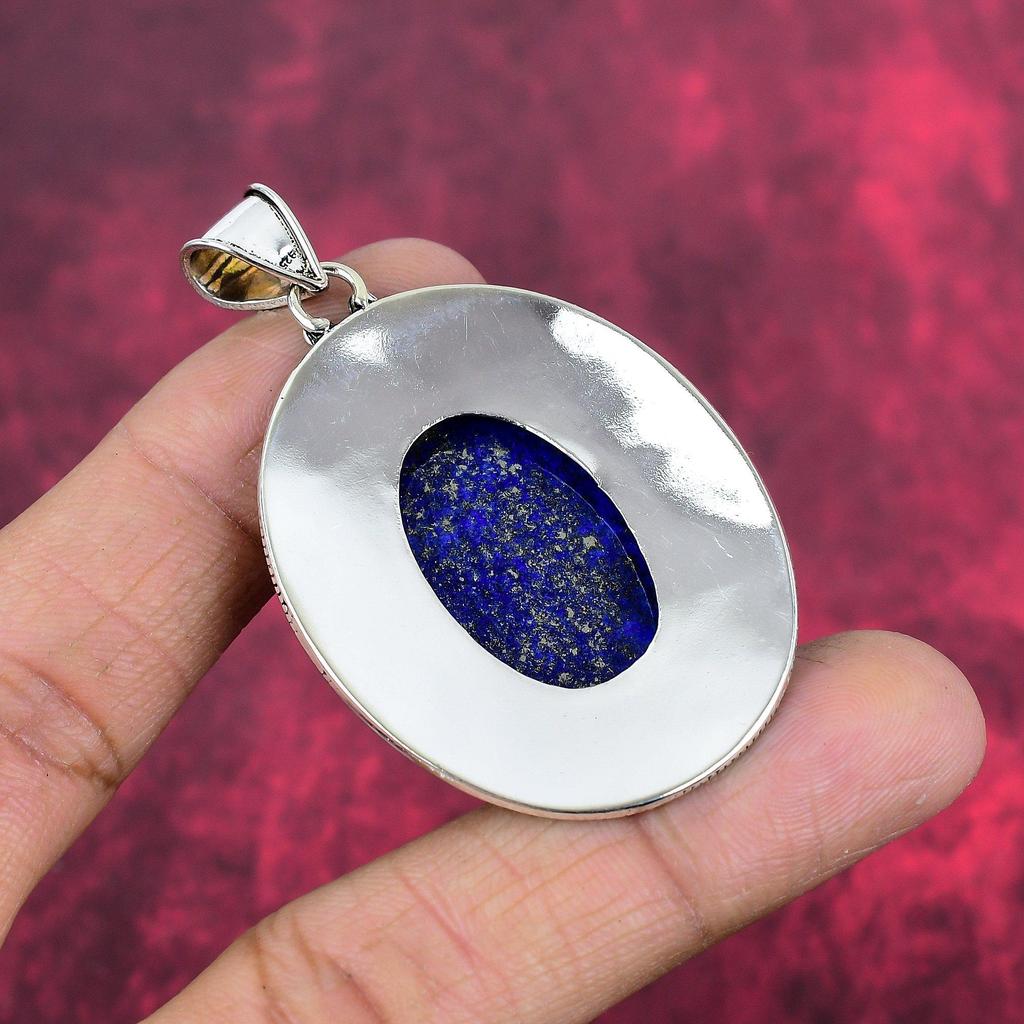 Подвеска из лазурита, ювелирное изделие ручной работы из драгоценных камней, кулон из цельного серебра 925 пробы, уникальный дизайн ювелирного украшения