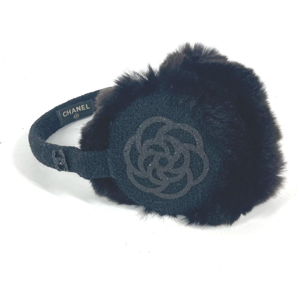 CHANEL ear warmers Camellia Stone CC CC Mark Logo Muffler Accessories Earmuff