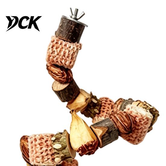 Natural Apple Wood Toy Bird Chew Toy, Corncob Parrot Bendable Cage Perch Spiral Perch, Accessory for Conures Cockatiels Budgies