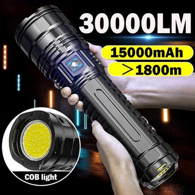 15000 мАч, самые мощные светодиодные фонарики, перезаряжаемая вспышка, встроенная батарея 3*18650, прожекторы дальнего действия, фонарик