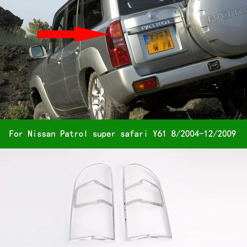 For Nissan Patrol Y61 Super Safari 8/2004-12/2009 Chrome Silver Car Tail Lamp Side Taillight Cover Trim Bezel 2005 2006