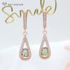 Fashion Elegant Water Drop Cubic Zirconia Dangle Earrings Rose Gold Color Eardrop For Women Wedding Party Jewelry