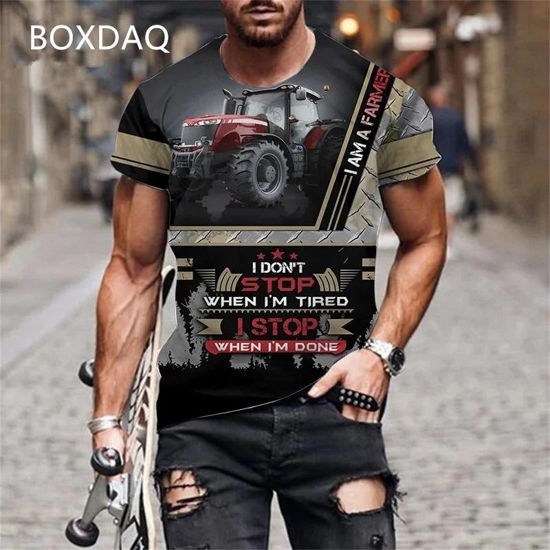 Мужские футболки с коротким рукавом и круглым вырезом с 3D-принтом «Трактор», «Автомобиль», «Фермер», «Инструменты», «Спортивные футболки»