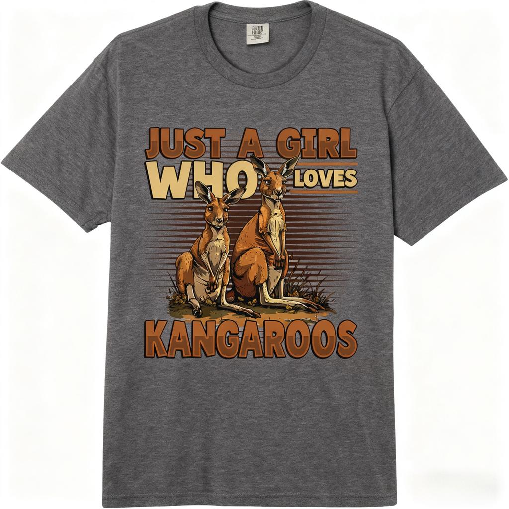 Just A Girl Who Loves Kangaroos Comfort 100% Cotton Adult Heavyweight Round Neck Short Sleeve Unisex Fashion Loose T-Shirt