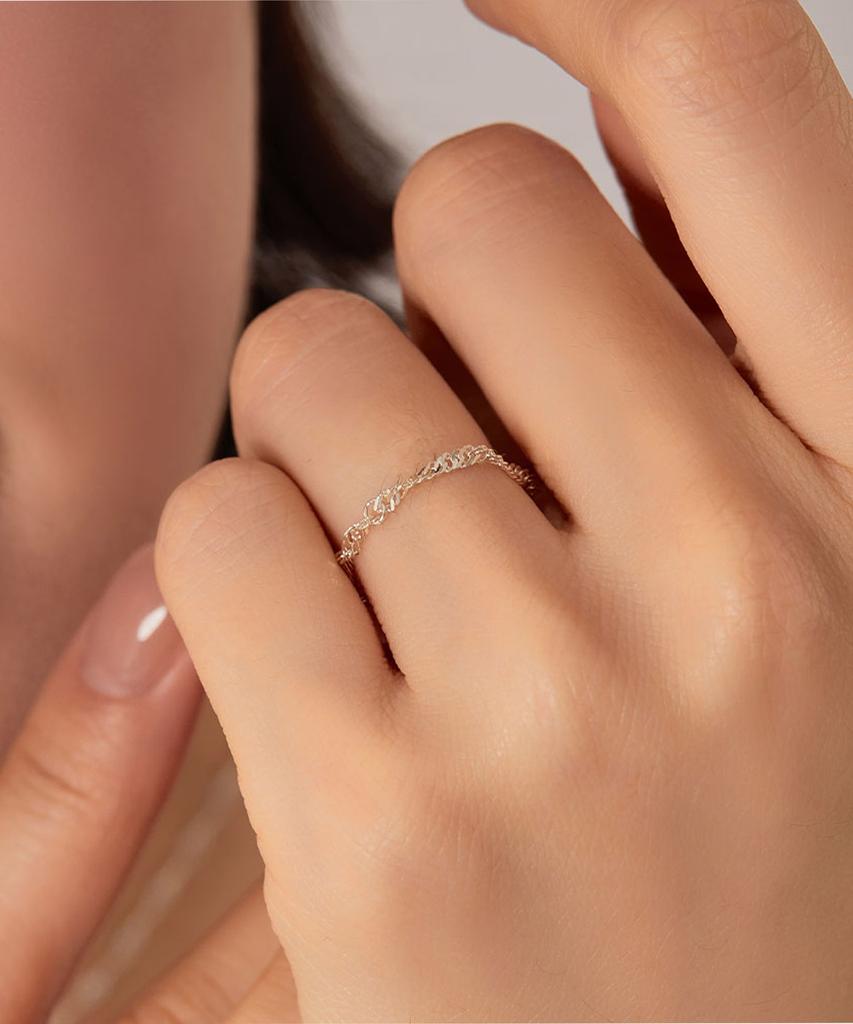 Helene Jewelry Серебряное кольцо с тройной цепочкой из стерлингового серебра 925 пробы (Тип А)