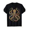 Men's Vintage Octopus Floral Graphic T-Shirt - 100% Cotton, Short Sleeve, Crew Neck - Ideal for Summer Wear