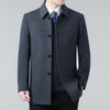 Winter Cashmere Coat for Men, Mid-length Detachable Down Liner Jacket, Middle-aged Dad Woolen Lapel Top