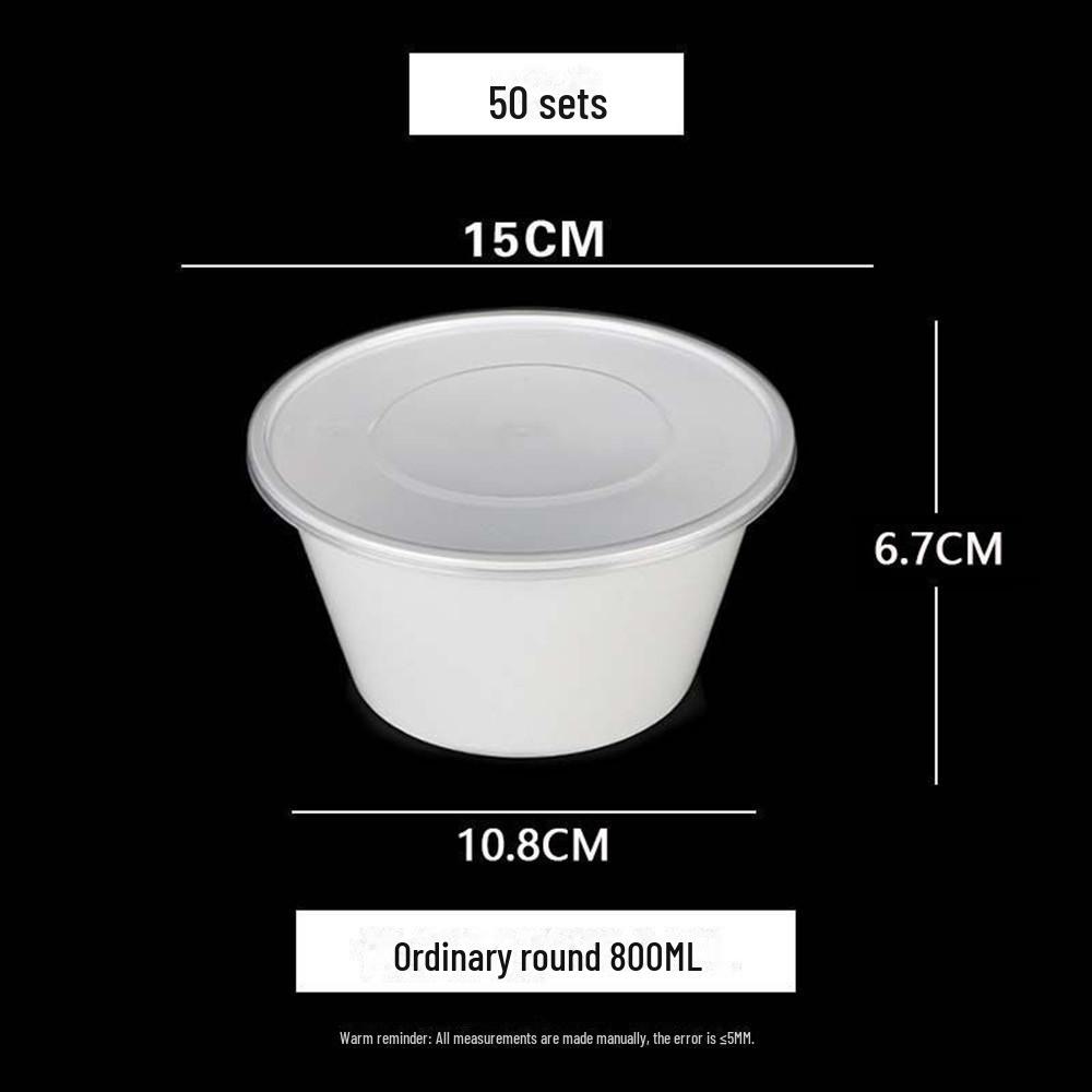 Thickened Milky White Disposable Round Lunch Box with Lid - Perfect for Takeaway and Snail Noodle Soup, Free Shipping