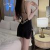 Women's Satin Lace Padded Backless Sleep Dress with Robe Lounge Set