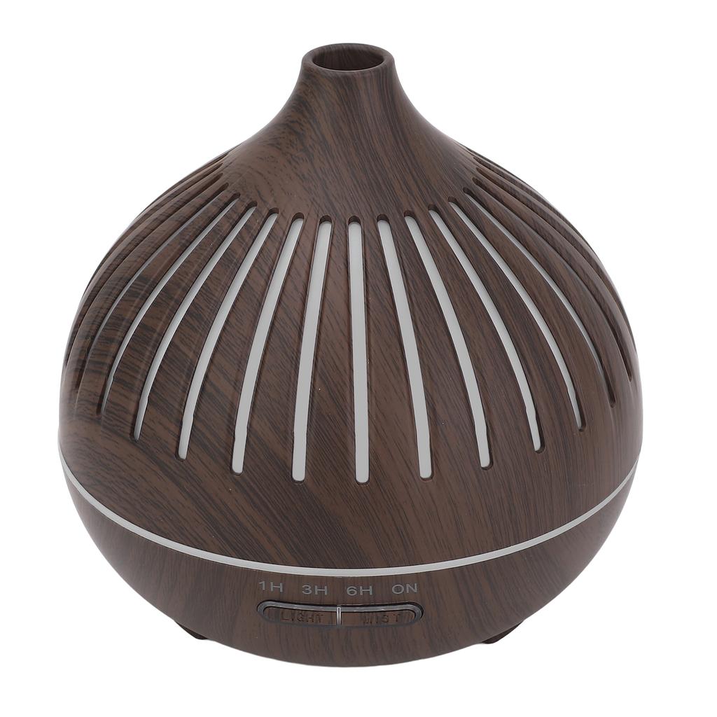 400ML Wood Grain Humidifier Desktop Aromatherapy Diffuser with Colorful Light Remote Control Auto