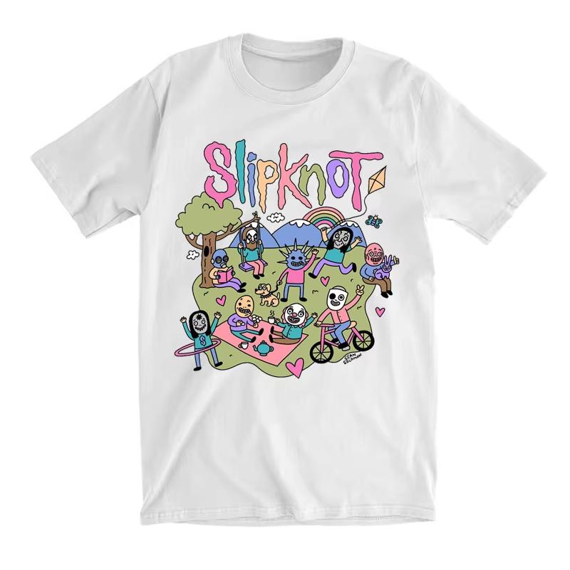 Slipknot Graphic Tee Heavy Metal Rock Band Print Y2k Cotton Casual Unisex Shortsleeve Summer Streetwear Tops For Music Fans