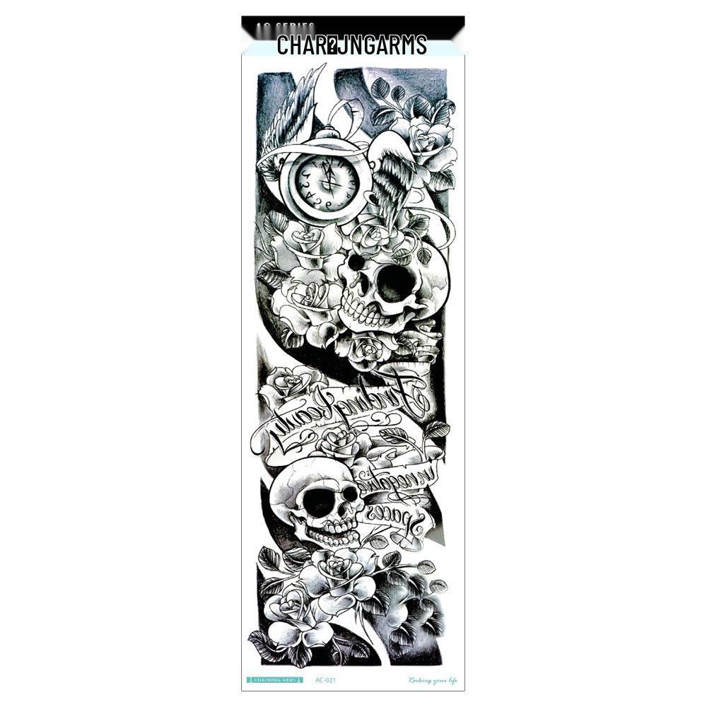 Waterproof Full Arm Tattoo Sticker - Trendy Floral Design