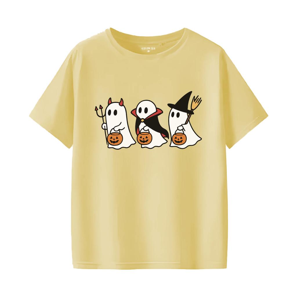 Cute Halloween BOO printed Tshirt casual short sleeved round neck suitable for all seasons versatile Womens Tshirt