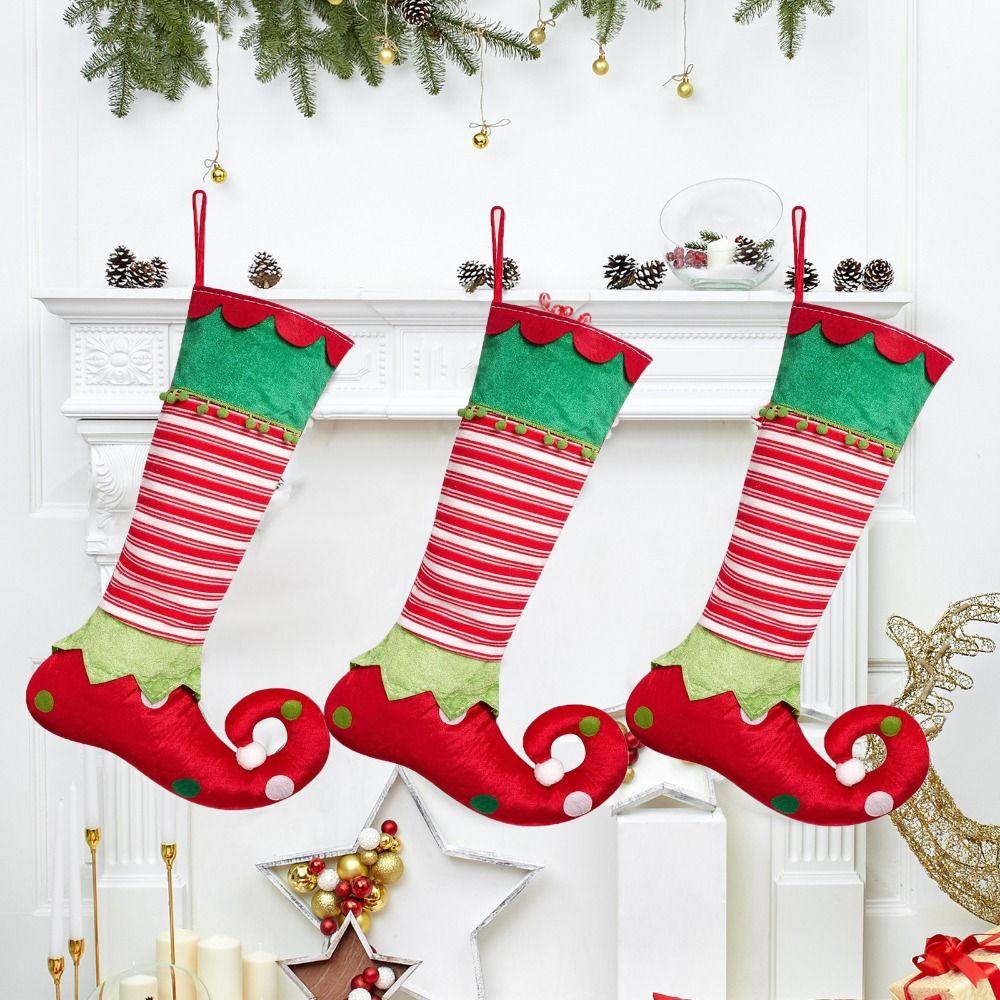 Decorative Elf Style Candy Bag Hanging Elf Christmas Stockings New Year