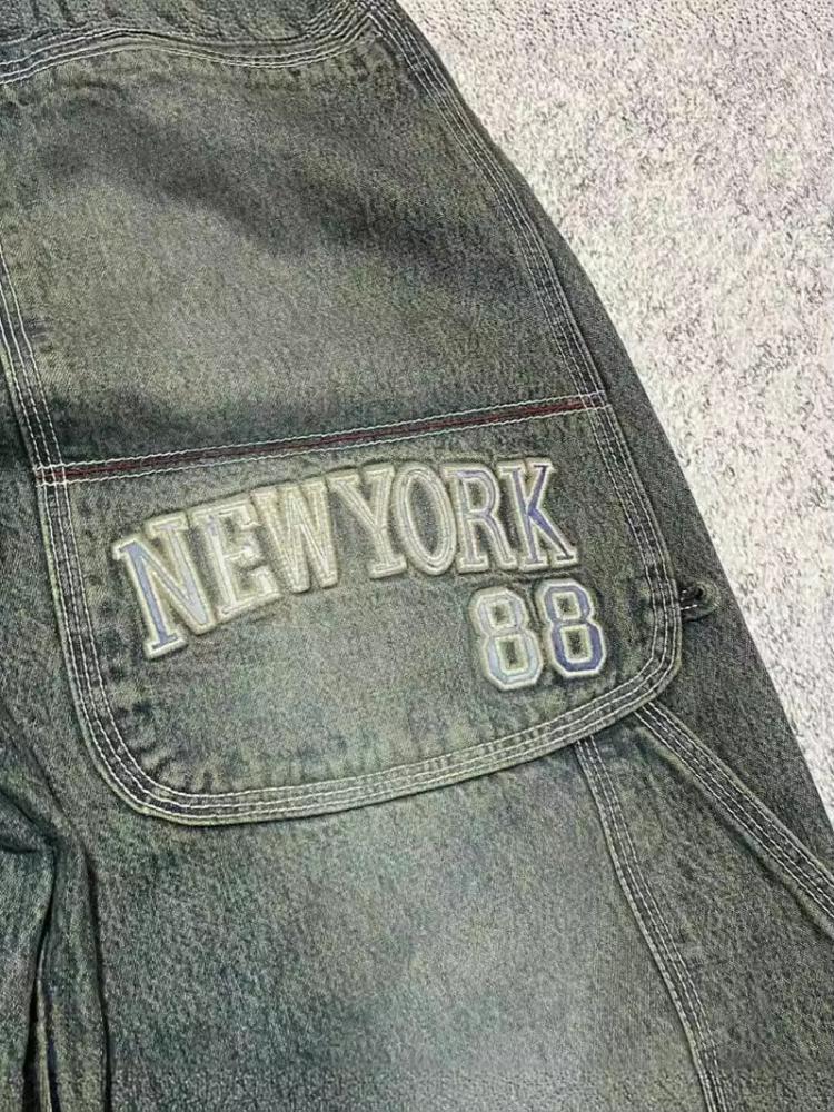 RogueWave Американский хип-хоп Ретро Свободные джинсы Женские Y2K Новая волна Харадзюку С высокой талией Широкие брюки Готические Широкие брюки Уличные брюки