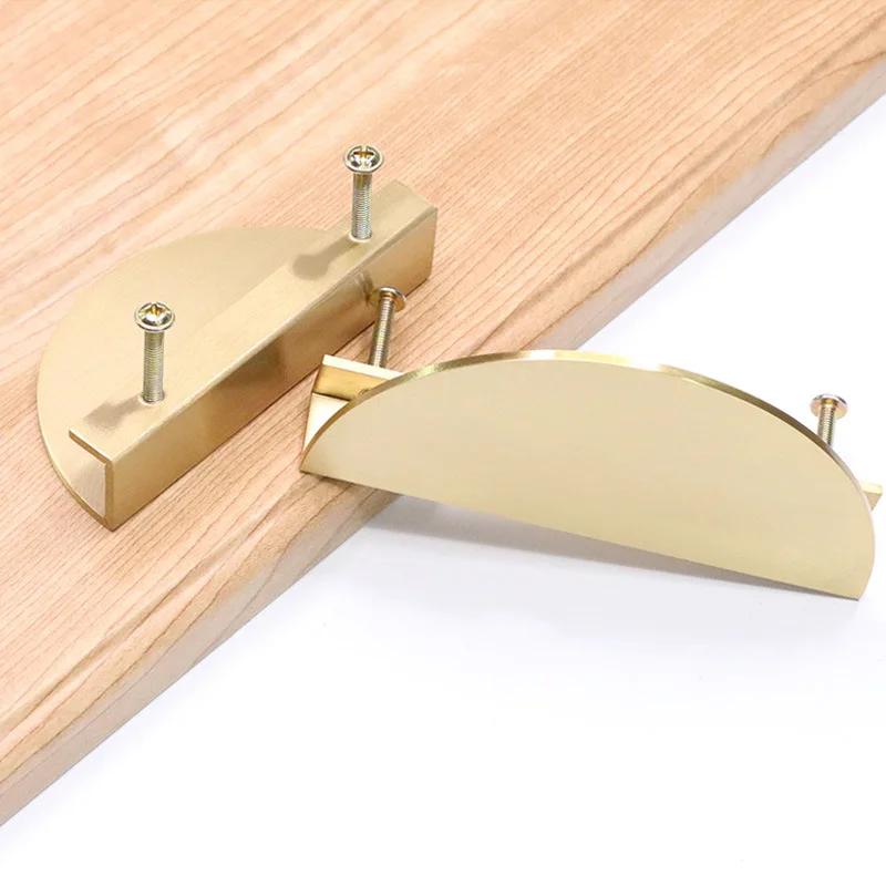 Ретро Медная круглая ручка Полукруглая ручка для шкафа Книжный шкаф Дверные ручки и ручки для шкафа Ящик для шкафа Черные серебряные ручки Латунь