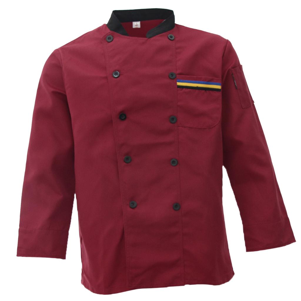 Унисекс поварская форма с длинным рукавом двубортный мужской женский поварской халат красный XL