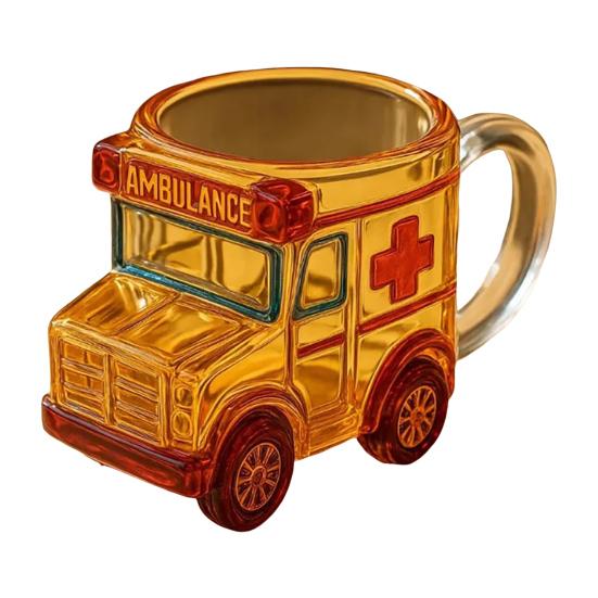 Кружка стеклянная в форме школьного автобуса Yousheng 10 унций, новинка, чашка для питья для детей, коллекционеров, забавный контейнер для напитков на автомобильную тематику