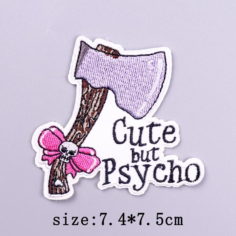 Skull Patch Punk Embroidered Patches For Clothing Stripe Badges Letters Patch Iron On Patches On Clothes DIY Hook Loop Stickers