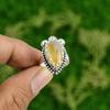 Natural Golden Rutile Gemstone Promise Adjustable Ring 925 Silver For Girls