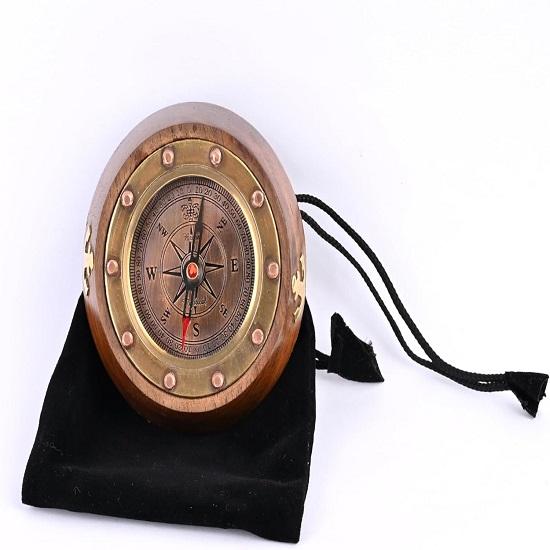 Brass Nautical Paper Weight Desk Compass Navigation Pirate Boat Gift Compass