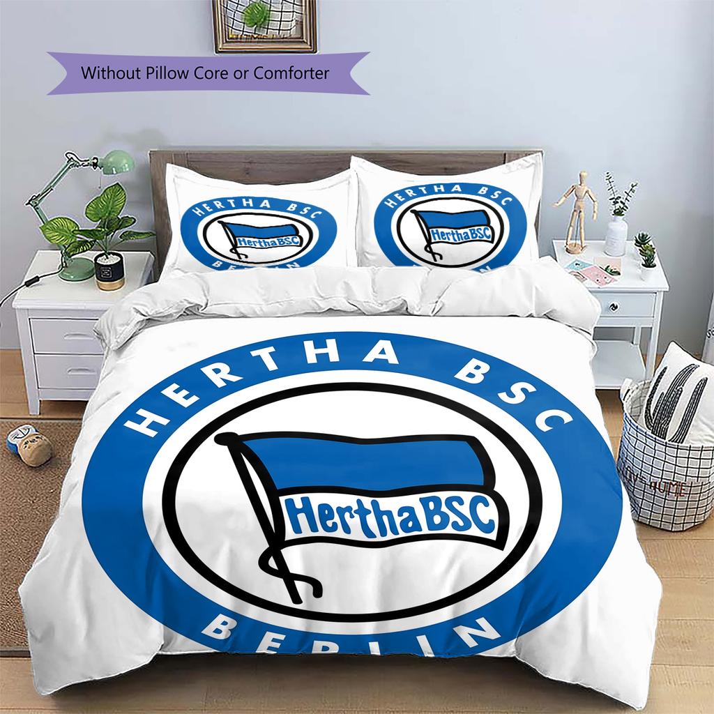 Постельное белье с узором Hertha BSC Berlin Декор для дома Подарок на день рождения (1 пододеяльник + 2 наволочки, без наполнителя)