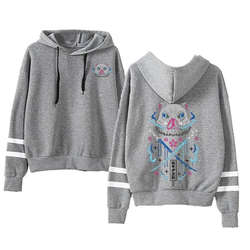 Иноске Аниме Толстовки Мужские Женские Kimetsu no Yaiba Каваий Манга Свитшоты Готика Харадзюку Толстовка с капюшоном Повседневная Уличная одежда