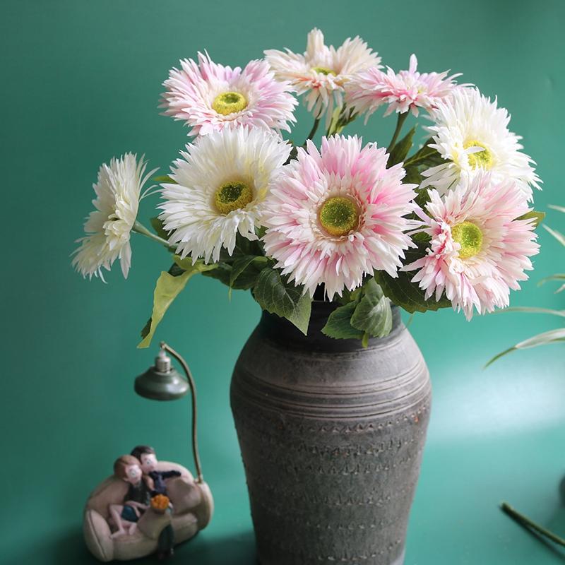 Real Touch Simulation Chrysanthemum Ultra Realistic Silk Gerbera Flower Arrangement Wedding Photography Props Artificial Flower