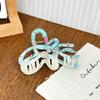 Ins  Fashion 10.2CM Large Wind Watermarked Bowknot Hair Claw Simple Plastic Shark Clip Hair Accessories For Woman Girls