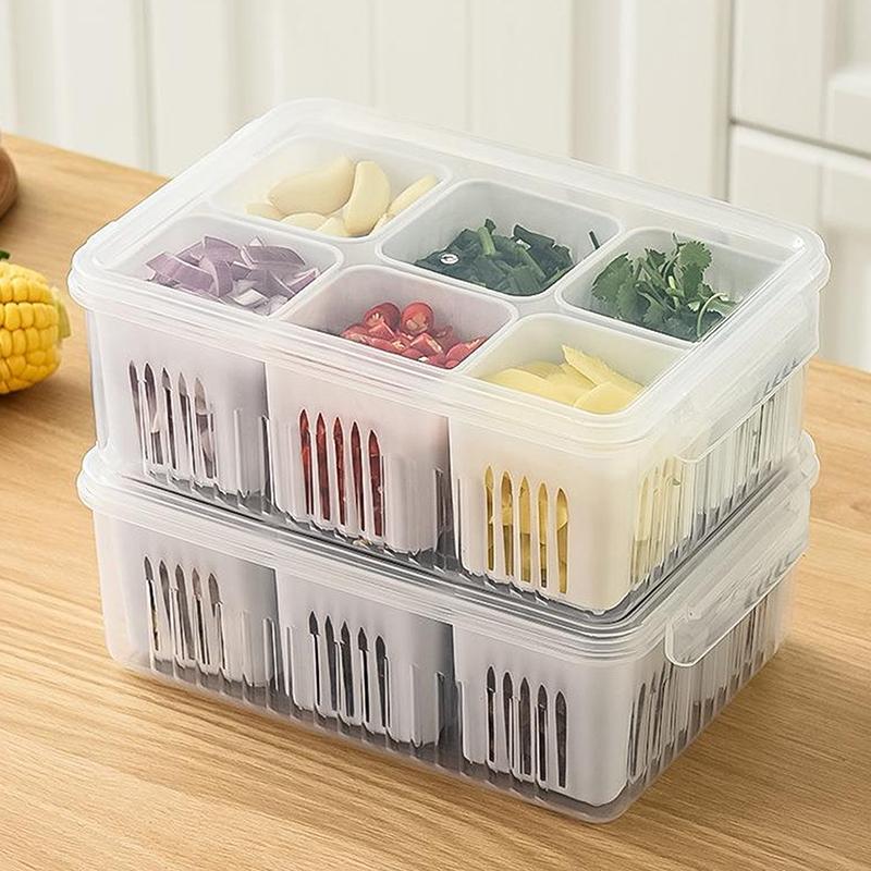 Ящик для хранения холодильника 4/6 сетка, ящик для хранения овощей, фруктов, органайзер для холодильника, сливная корзина, мясо, лук, имбирь, прозрачный, четкий