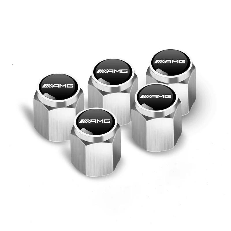 New 80% 5pc Metal Car Tire Wheel Cap Air Valve Stem Protector Cover For Mercedes Benz AMG A B C E S ML GLK GLE GLS GLC SLK Clas