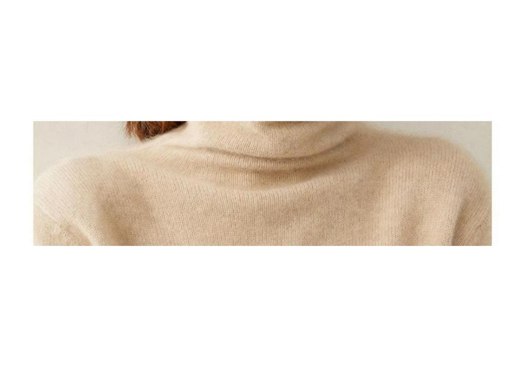 100% Cashmere Women's High Neck Slim Fit Sweater - Autumn/Winter Fashion Versatile Base Layer