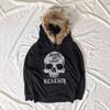VAYLA American Retro Skull Letter Print Long Sleeves Fluffy Hoodie Autumn Winter Hooded Pullover Y2k Top
