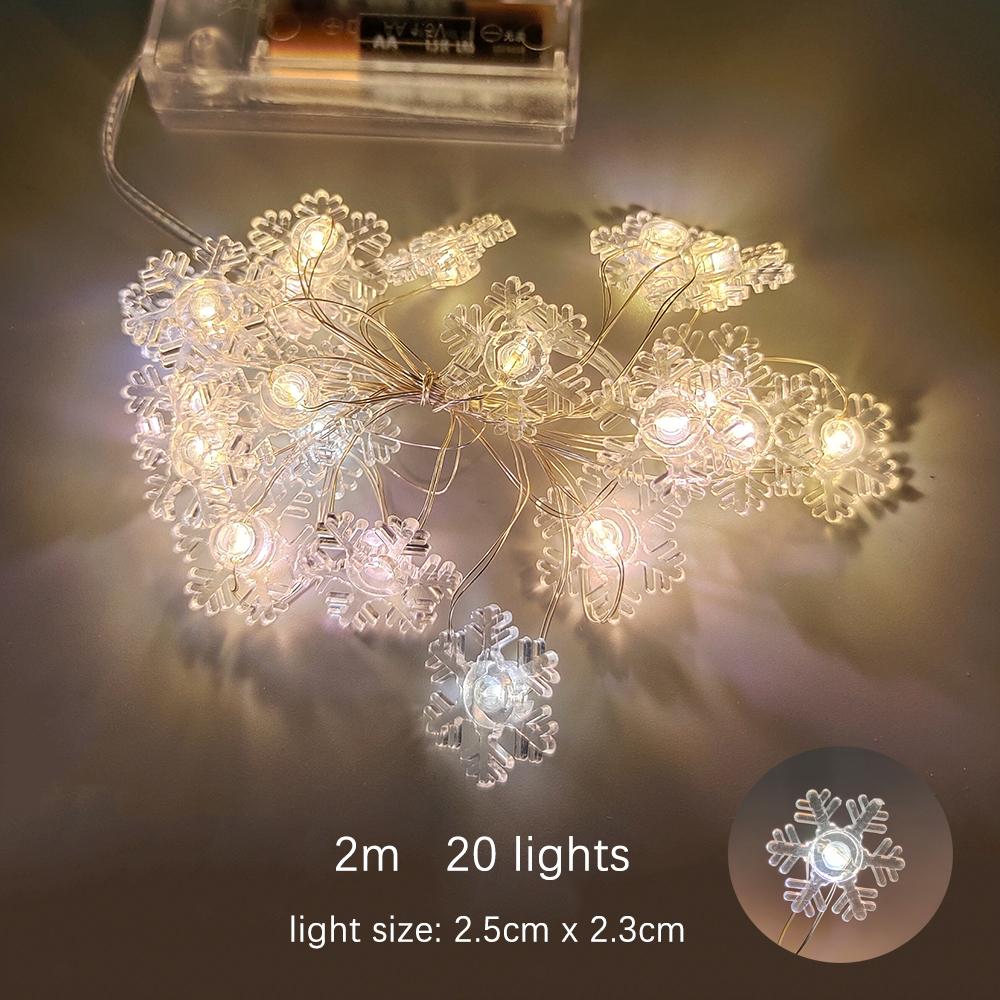 2M 20Leds Christmas Light String Santa Claus Snowflake Led Light Xmax Garland Light Ornament Kids Gift Christmas Decoration 2024